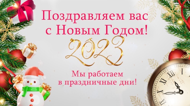 Поздравляем вас с 2023 годом! Мы работаем в праздничные дни!