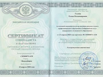 Сертификат Голева Елена Владимировна 1
